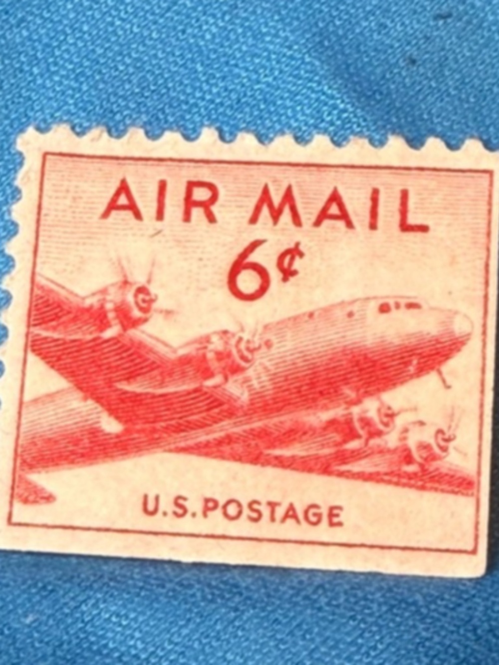 Very rare Genuine 6 Cent Red US Air Mail 1949 D #206480767685